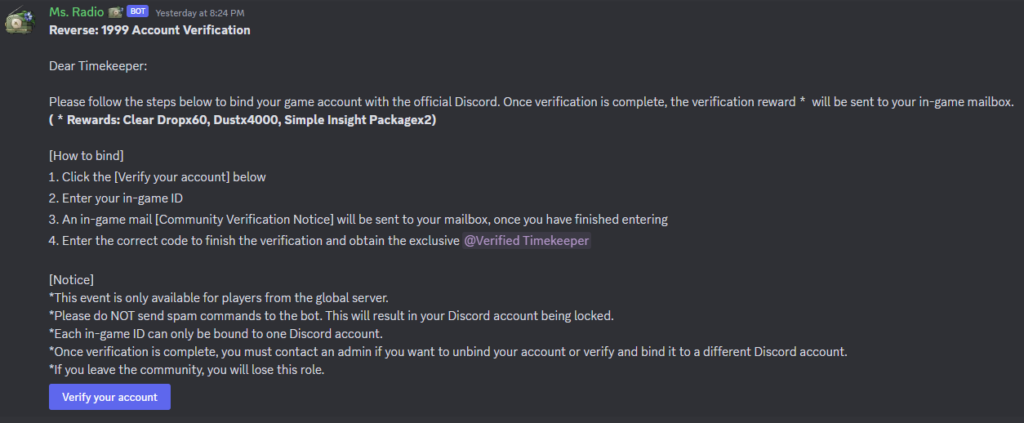 Discord Account Verification Button