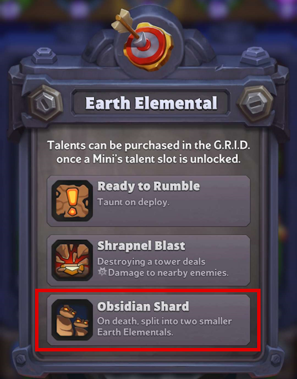 Recommended talent: Obsidian Shard