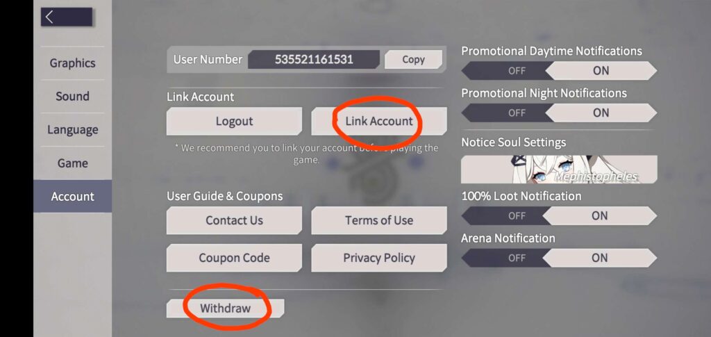 Eversoul Link Account Withdraw