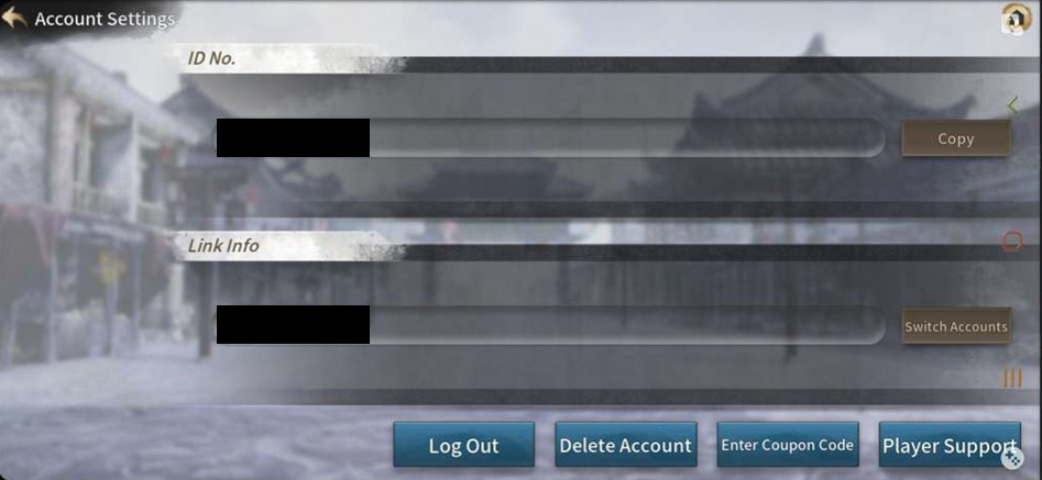 Dynasty Warrior M Coupon Codes - Account Settings