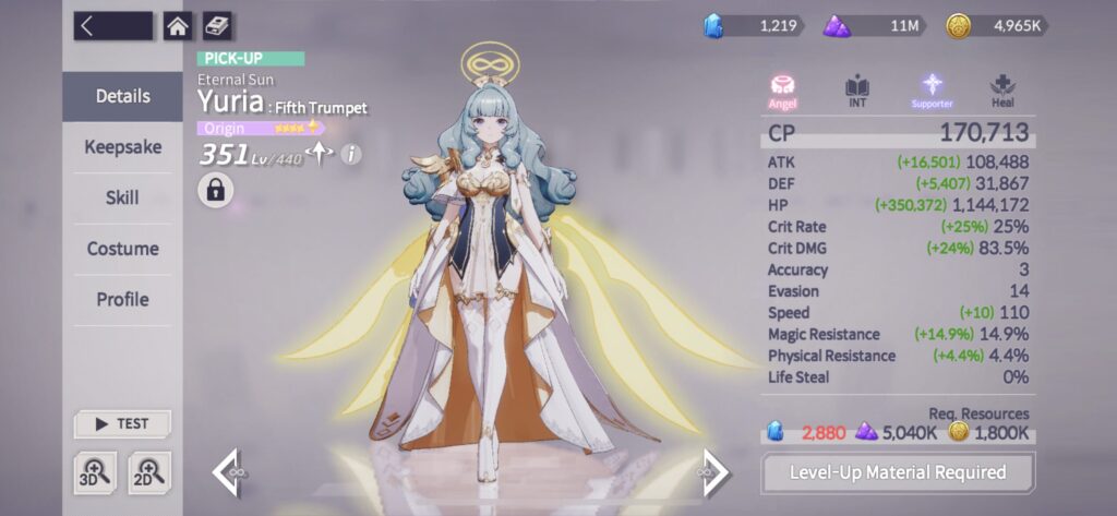 Eversoul Yuria Stats