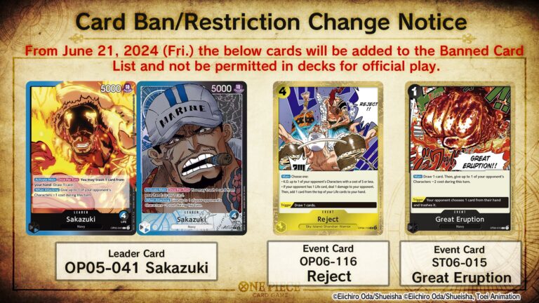 One Piece Card Game Banned and Restricted Announcement - March 15, 2024
