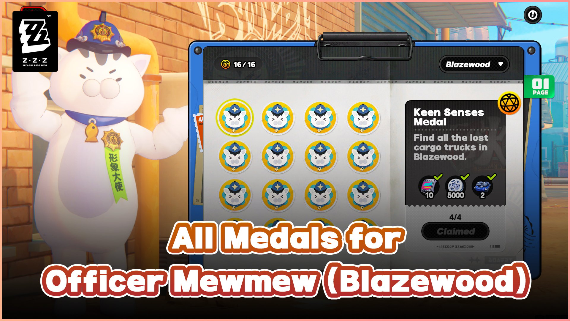 Zenless Zone Zero: How to Get All Medals for Officer Mewmew (Blazewood)